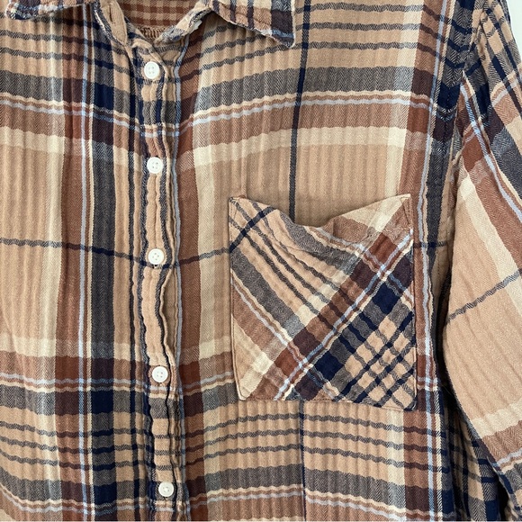 Aerie Plaid Flannel Oversized Relaxed Fit Shacket Size XL 100% Cotton - Picture 3 of 5